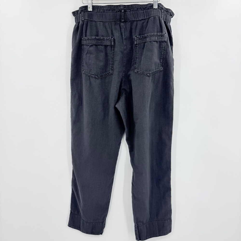 Anthropologie Women Black Cotton Elastic Waist Utility Pleated Pants Size M - Picture 2 of 5